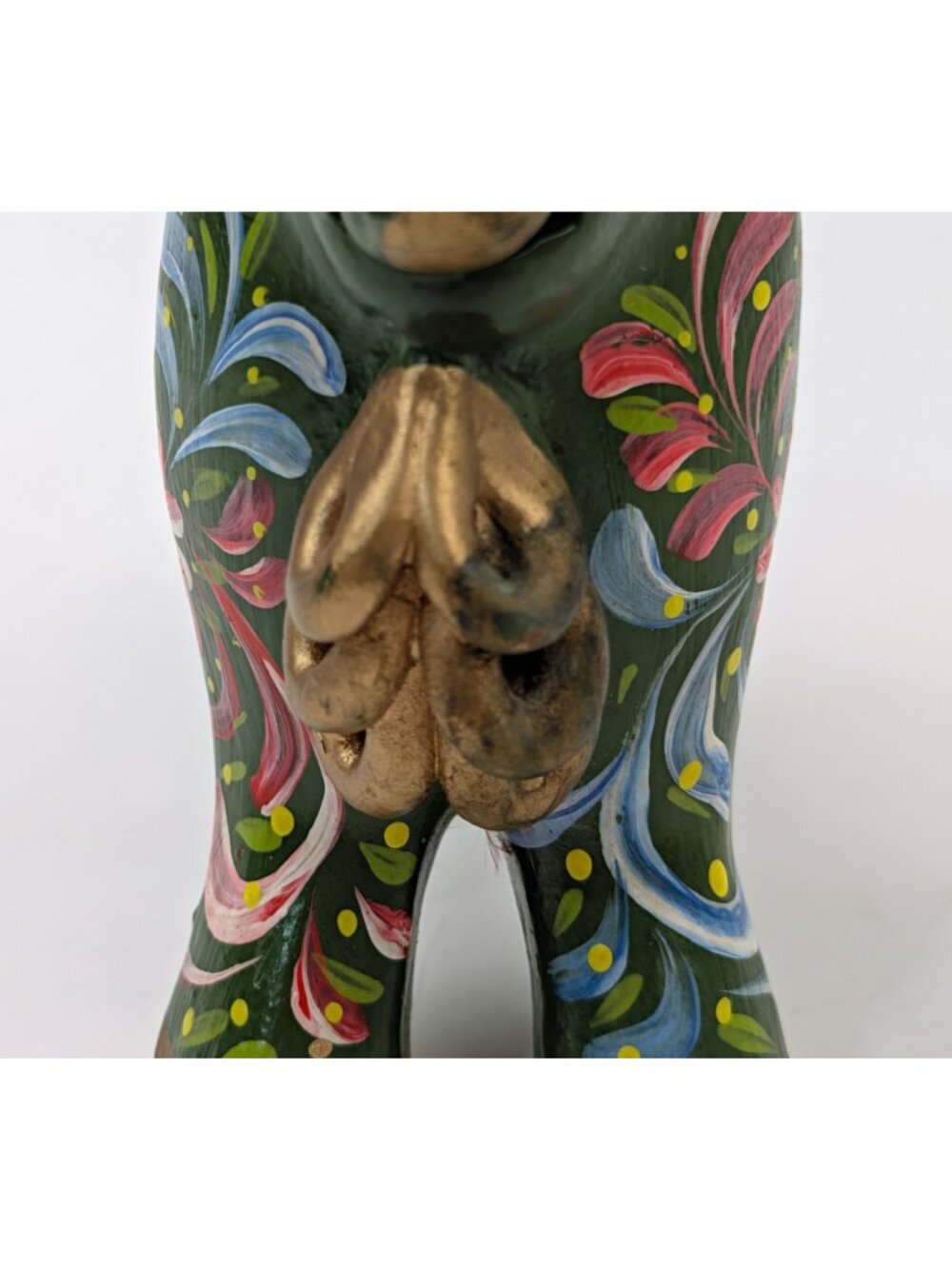 Peruvian Green Pucara Bull 4.5" Folk Art Ceramic Multicolor Peru Figurine - Picture 8 of 10